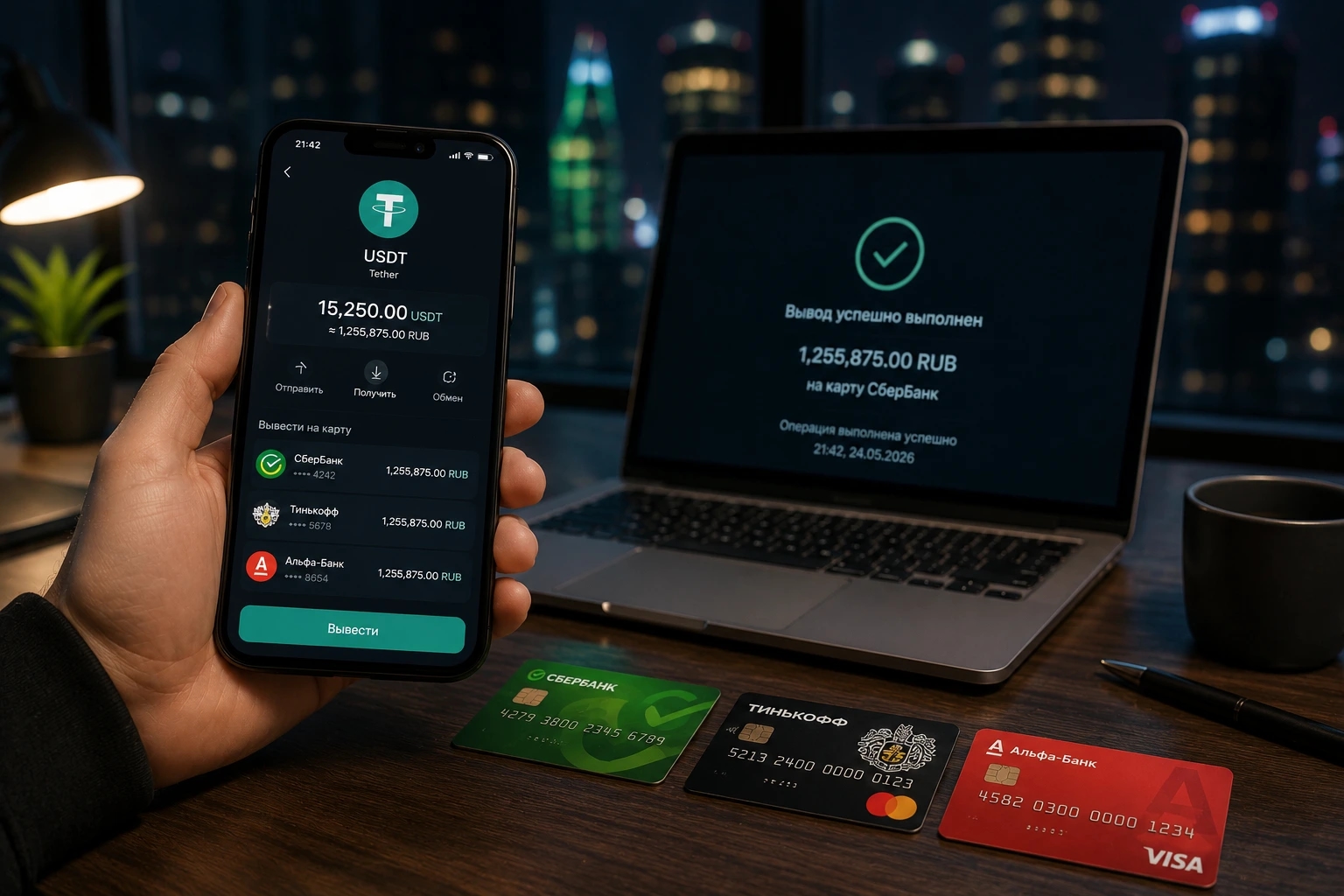 Вывод USDT на карту в 2026 году: Сбербанк, Тинькофф, Альфа-Банк